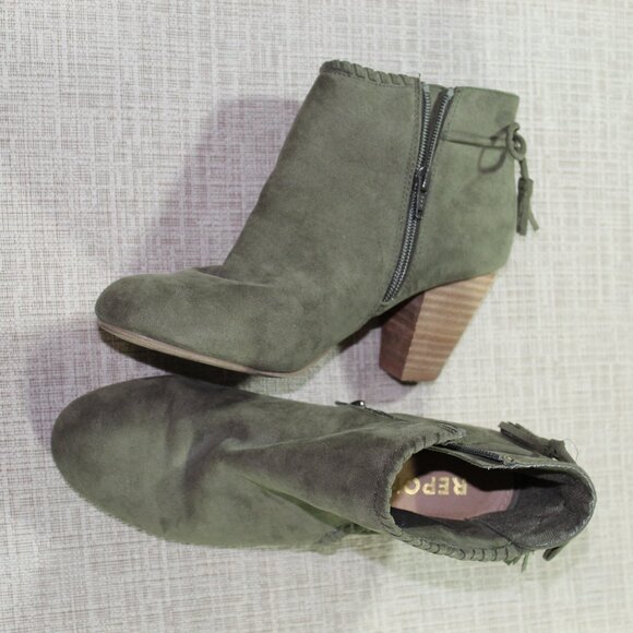Report Size 8 Mita Olive Green 3" Heel Ankle Booties - LIKE NEW - Picture 1 of 6